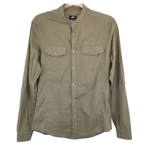 H&M Olive Utility Twill Poplin Shirt